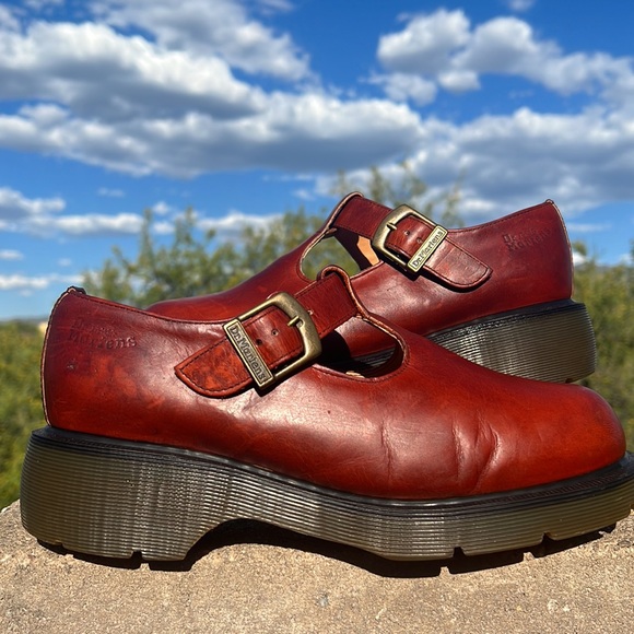 🏴󠁧󠁢󠁥󠁮󠁧󠁿 Vintage Dr. Martens MIE Platform T-Strap Chunky Mary Jane UK 8 - Picture 7 of 17